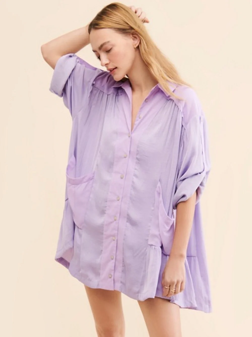 Free People Moonstruck Shirtdress Lavender